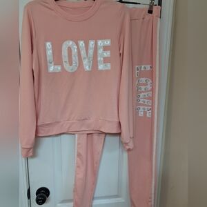 Women's Pink 'Love' Pajama Set